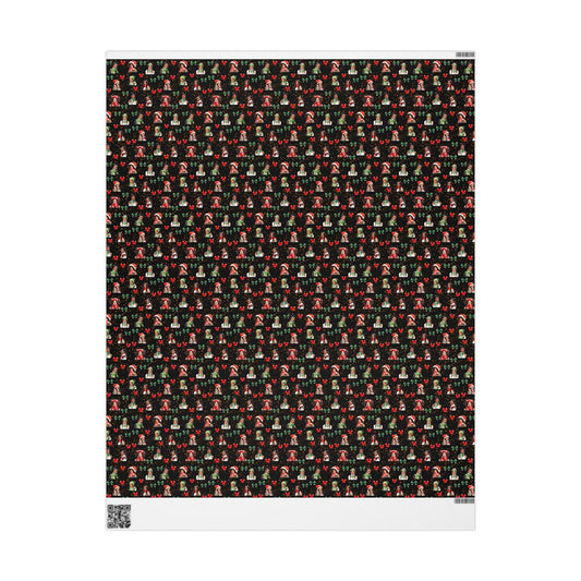 Christmas Stocking Pattern Wrapping Paper — Festive Black Holiday Gift Wrap