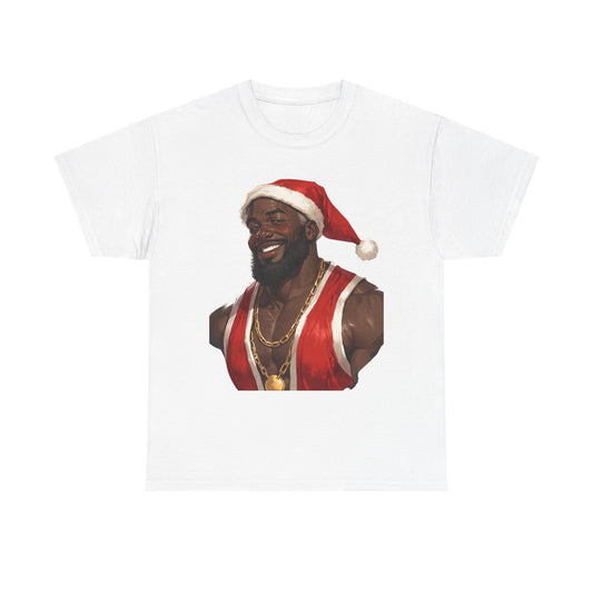 Santa Stallion Graphic Tee — Festive Muscle Man Christmas T-Shirt