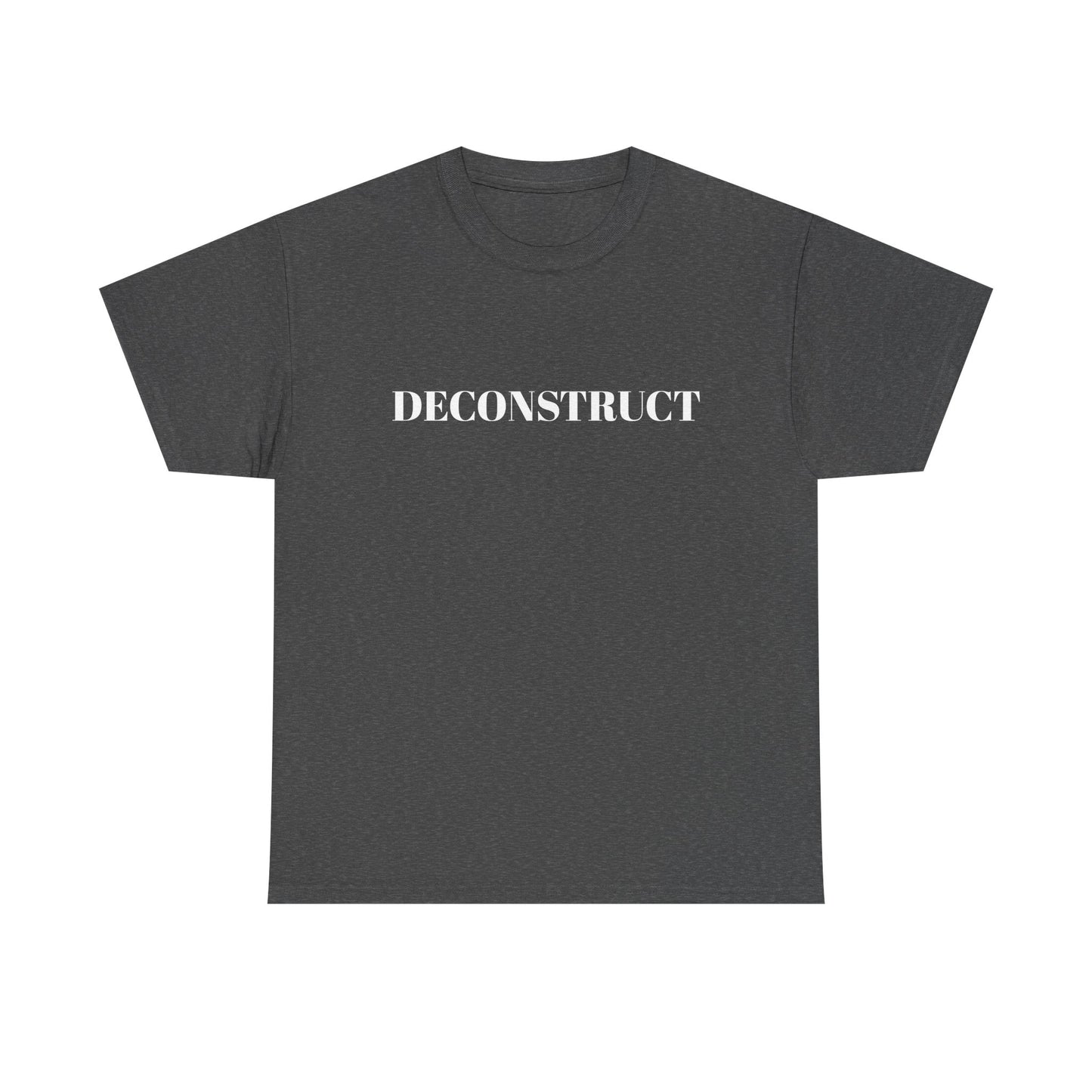 Deconstruct Graphic Tee — Minimalist Black T-Shirt with Bold White Text