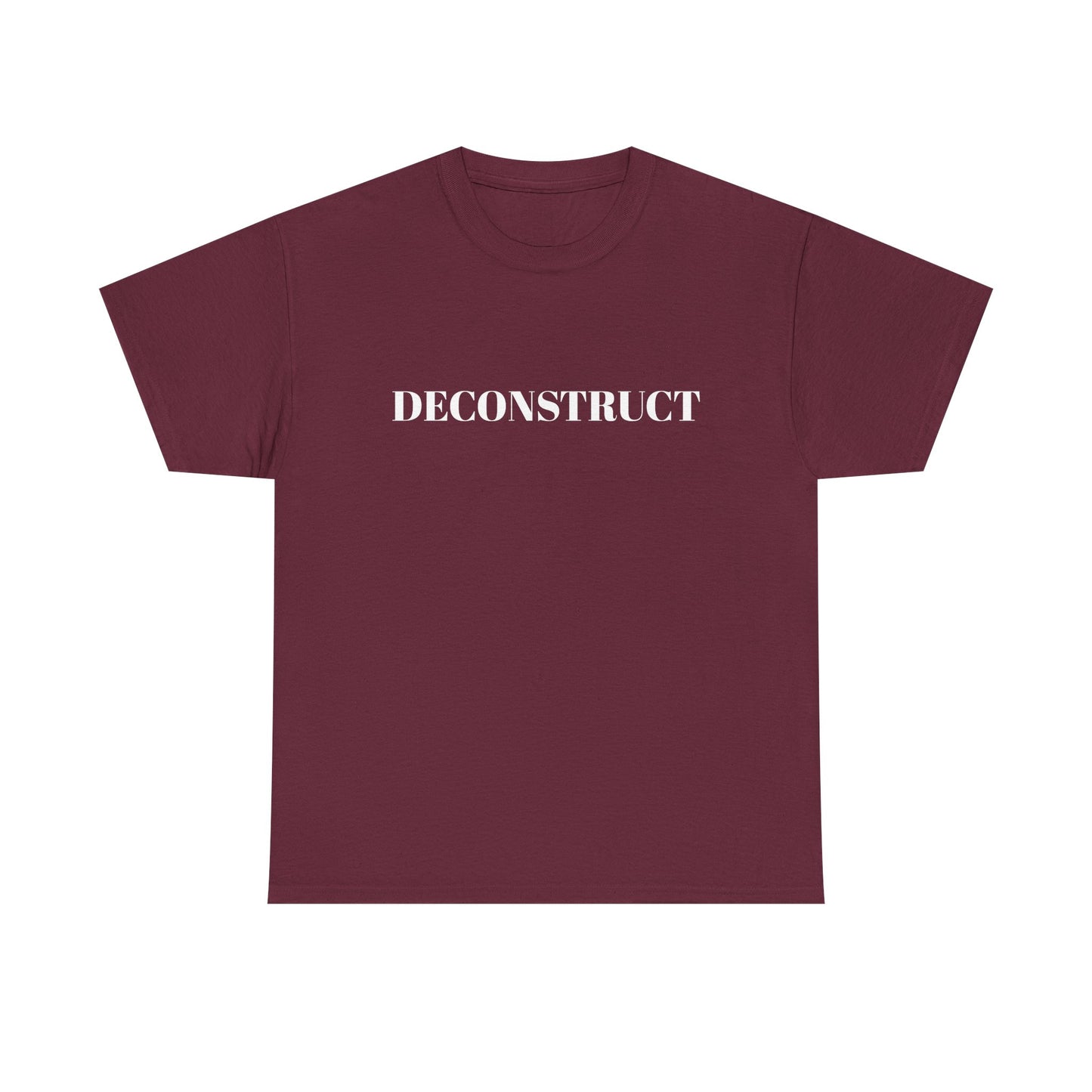 Deconstruct Graphic Tee — Minimalist Black T-Shirt with Bold White Text