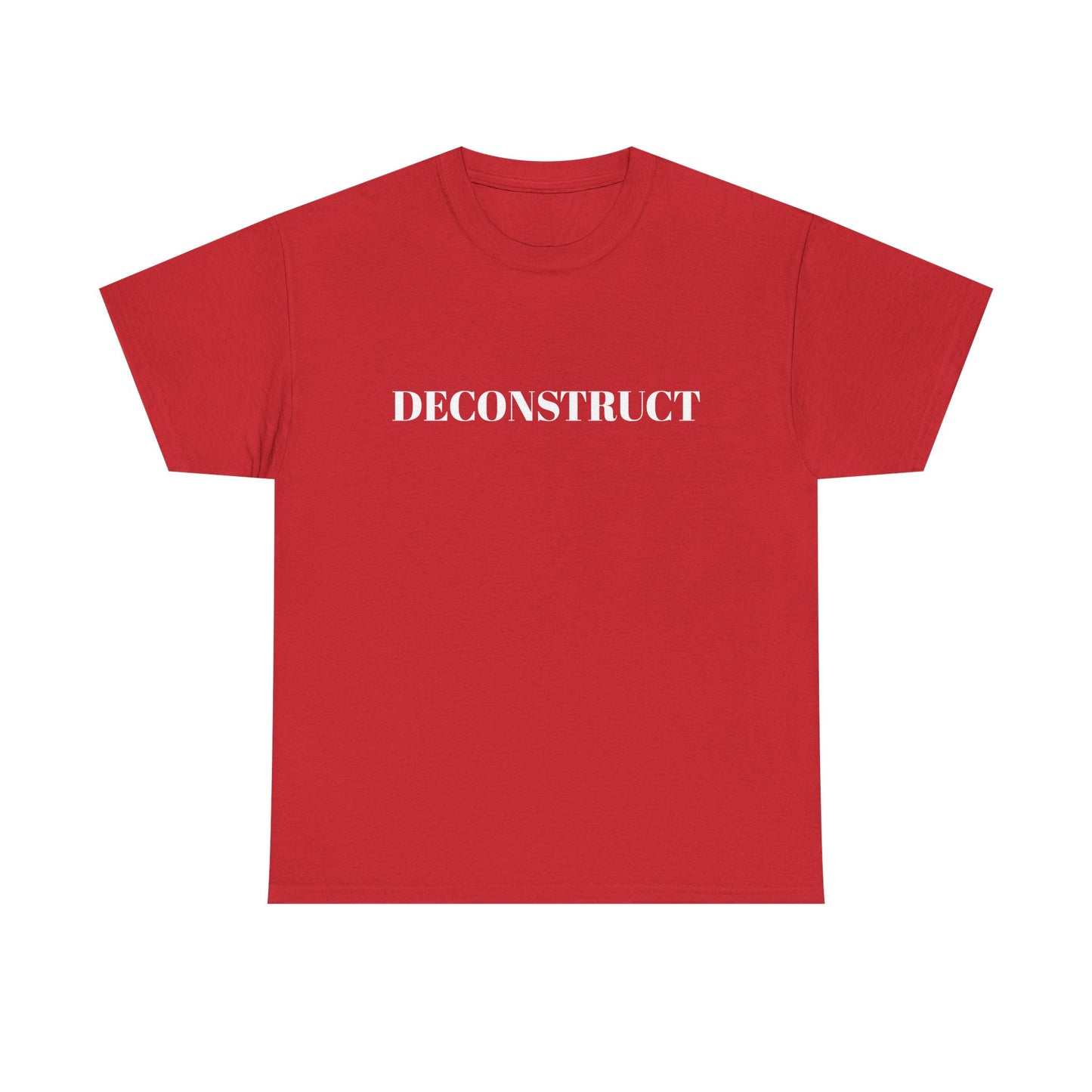 Deconstruct Graphic Tee — Minimalist Black T-Shirt with Bold White Text