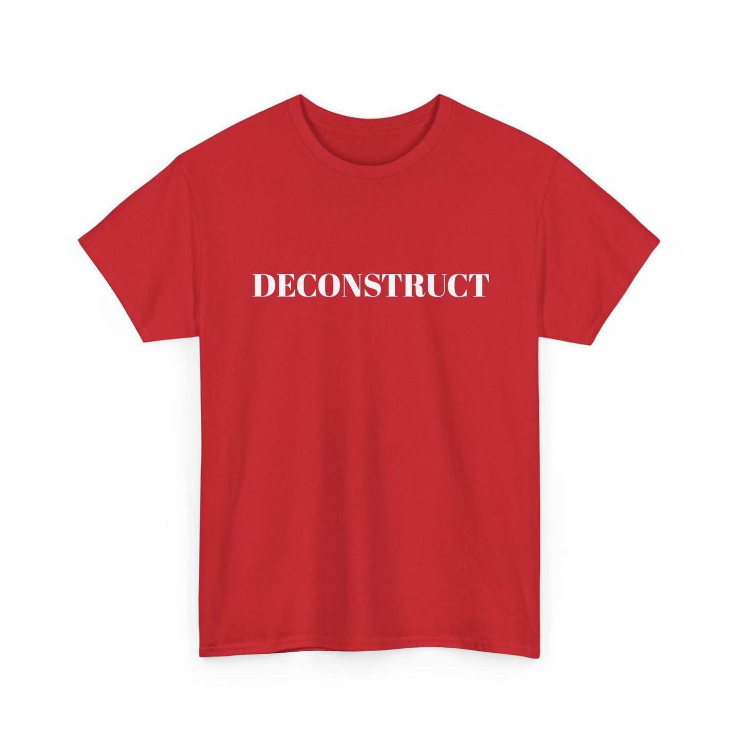 Deconstruct Graphic Tee — Minimalist Black T-Shirt with Bold White Text