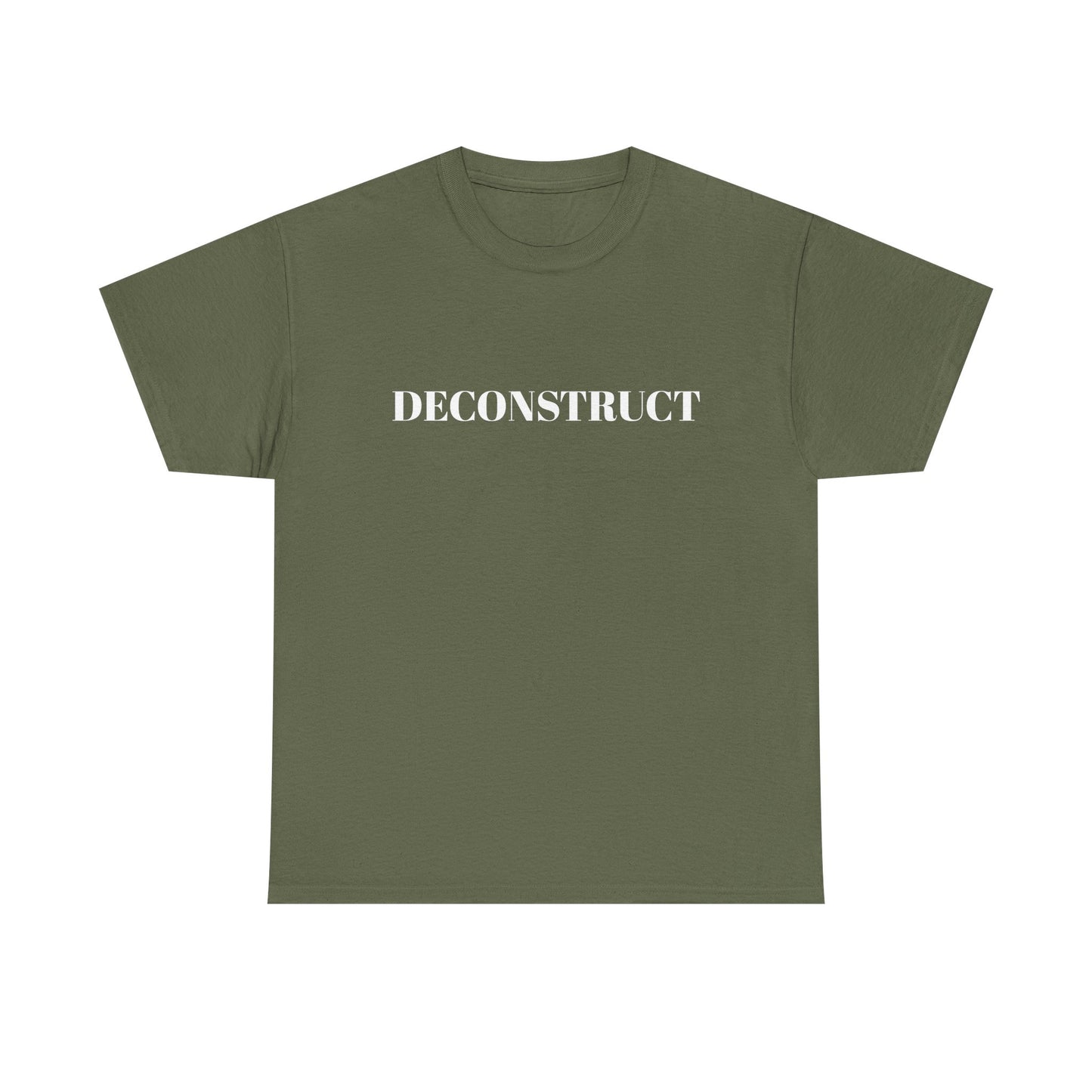 Deconstruct Graphic Tee — Minimalist Black T-Shirt with Bold White Text