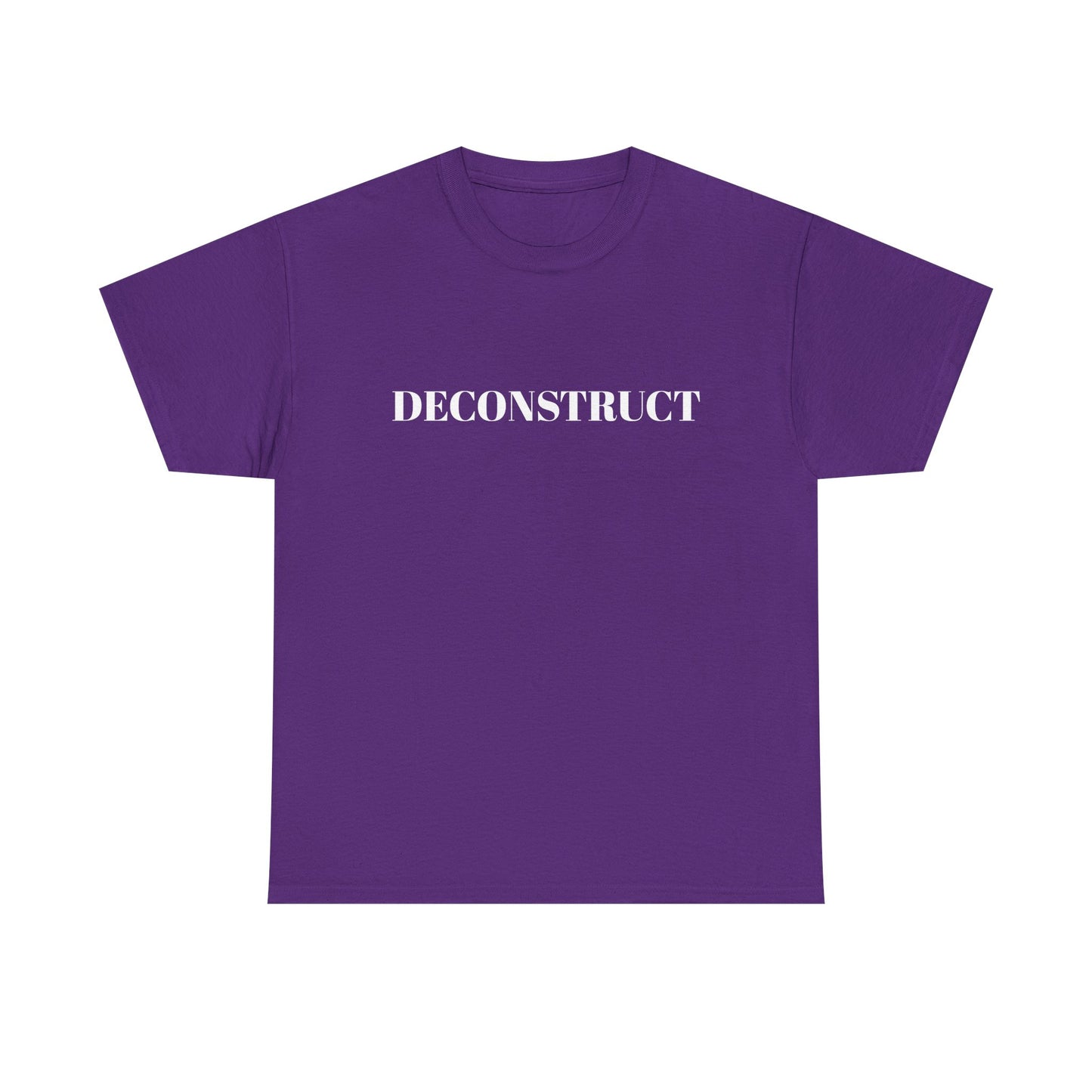 Deconstruct Graphic Tee — Minimalist Black T-Shirt with Bold White Text