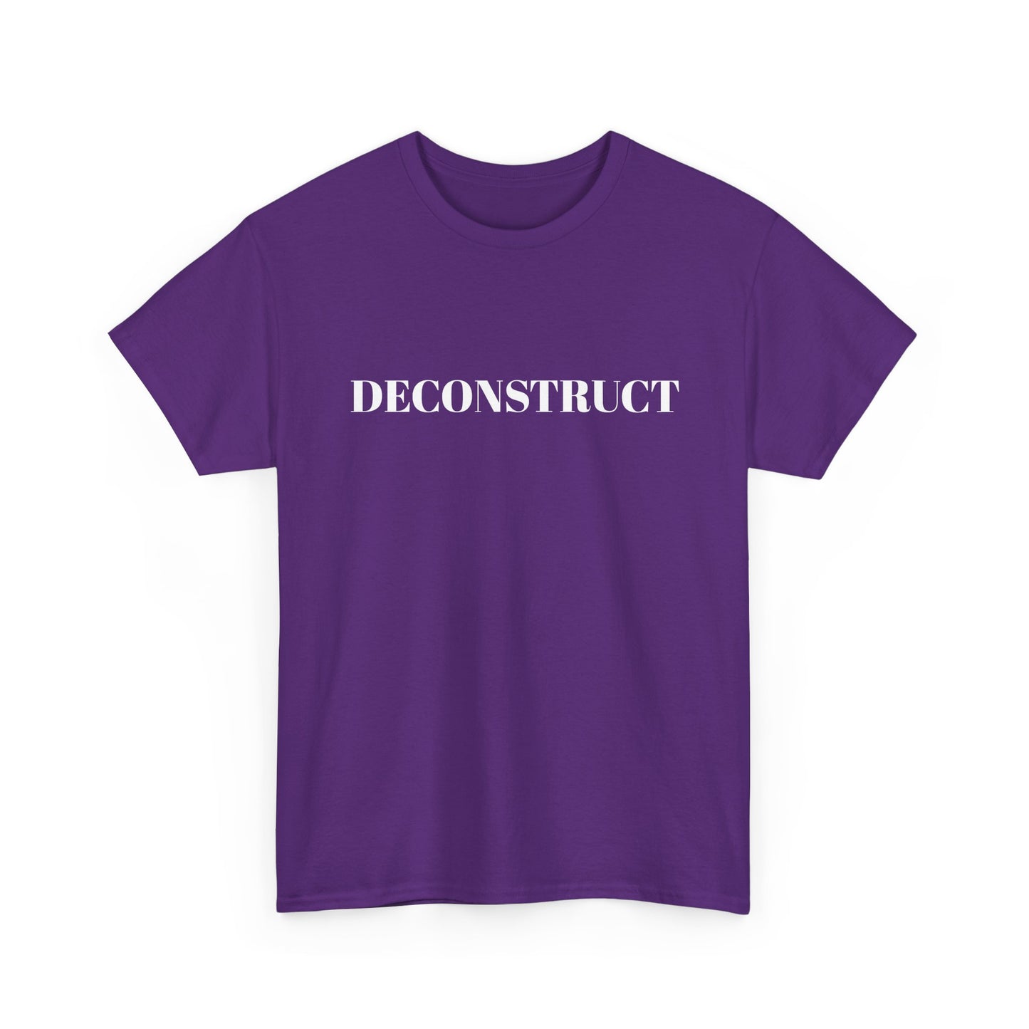 Deconstruct Graphic Tee — Minimalist Black T-Shirt with Bold White Text